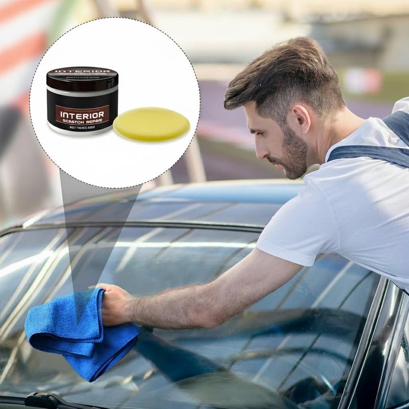 KASTWAVE Durability boosted processed material Portable Dashboard Restorer & Car Interior Plastic Repair Kit – Scratch Remover Wax for Car Trim Restoration, Includes Sponge & Wash Towel, Suitable for All Vehicles, 100g Universal design - Image 2