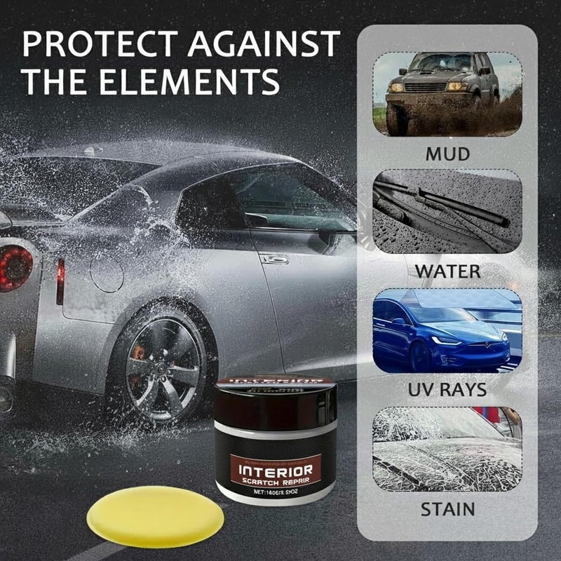 KASTWAVE Durability boosted processed material Portable Dashboard Restorer & Car Interior Plastic Repair Kit – Scratch Remover Wax for Car Trim Restoration, Includes Sponge & Wash Towel, Suitable for All Vehicles, 100g Universal design - Image 4