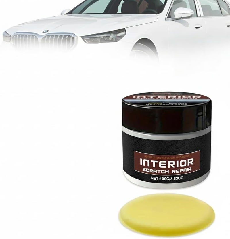 KASTWAVE Durability boosted processed material Portable Dashboard Restorer & Car Interior Plastic Repair Kit – Scratch Remover Wax for Car Trim Restoration, Includes Sponge & Wash Towel, Suitable for All Vehicles, 100g Universal design - Image 1