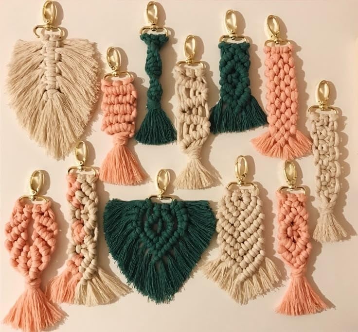 The brown box® Macrame Keychain DIY Kit – Keychain Making Kit for Adults & Beginners | 6 Colour Cords, Wooden Beads & Hooks | Christmas Craft Kit, Birthday/Return Gift, Art & Hobby Craft Kit - Image 4