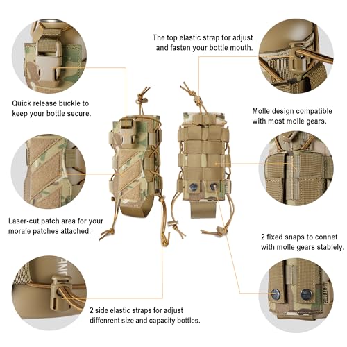 OneTigris Molle Water Bottle Holster, 32oz Adjustable Water Bottle Holder Tactical Water Bottle Pouch Lightweight Kettle Pouch Belt Bottle Carrier Bag with Straps for Outdoor Sports - Image 4