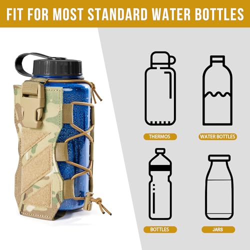 OneTigris Molle Water Bottle Holster, 32oz Adjustable Water Bottle Holder Tactical Water Bottle Pouch Lightweight Kettle Pouch Belt Bottle Carrier Bag with Straps for Outdoor Sports - Image 2