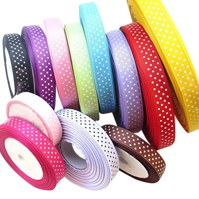Chenkou Craft 24 Yards 58 Dot Grosgrain Ribbon Total 12 Colors Mix Lots Bulk MultiColor 58