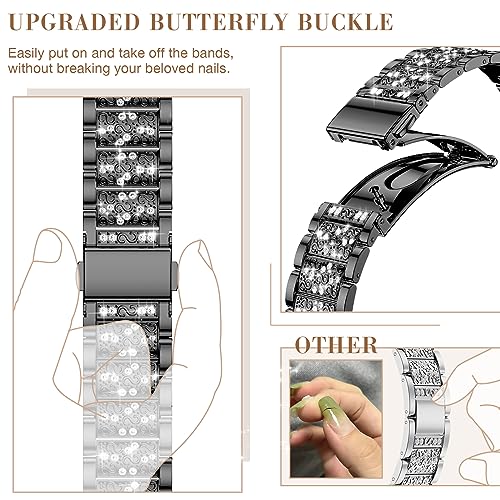 MARGE PLUS Compatible with Apple Watch Bling Band Women 38mm 40mm 41mm 42mm Series 11 10 9 8 7 6 5 4 3 2 1 SE, Upgraded Sparkle Replacement Bracelet iWatch Band, Diamond Rhinestone Stainless Steel Metal Strap - Image 3