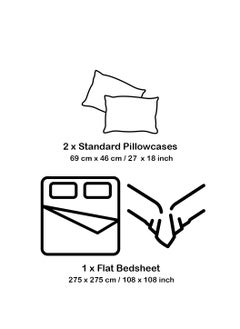 LuxHome Luxury Satin Line Bedsheet and Pillowcase Set – Hotel-Quality Breathable Cotton Bedding, Satin Finish, Soft and Luxurious – Flat Bedsheet 275x275cm with 2 Pillowcases 46x69cm, Silver  - Image 3