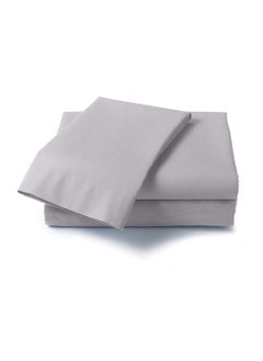 LuxHome Luxury Satin Line Bedsheet and Pillowcase Set – Hotel-Quality Breathable Cotton Bedding, Satin Finish, Soft and Luxurious – Flat Bedsheet 275x275cm with 2 Pillowcases 46x69cm, Silver  - Image 1