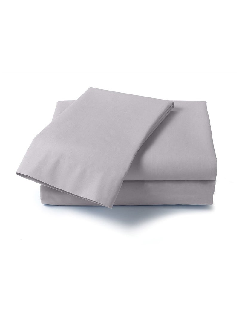 LuxHome Luxury Satin Line Bedsheet and Pillowcase Set – Hotel-Quality Breathable Cotton Bedding, Satin Finish, Soft and Luxurious – Flat Bedsheet 275x275cm with 2 Pillowcases 46x69cm, Silver - Image 1