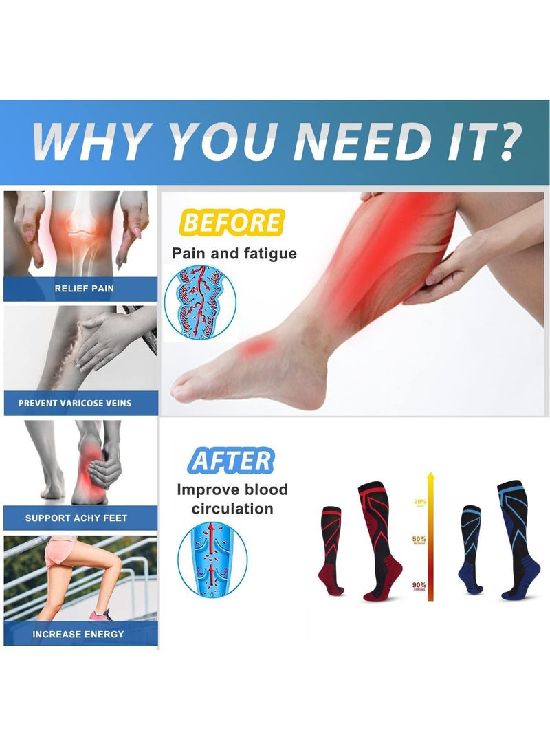 Sweet seven 2 Pairs Compression Socks 20-30 mmHg - Men's and Women's Sports Performance Socks for Running, Flying, and More - Image 2