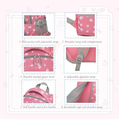 VIDOSCLA Dog Paw Girls Backpack Primary Book Bag School Bag for Boys - Image 5