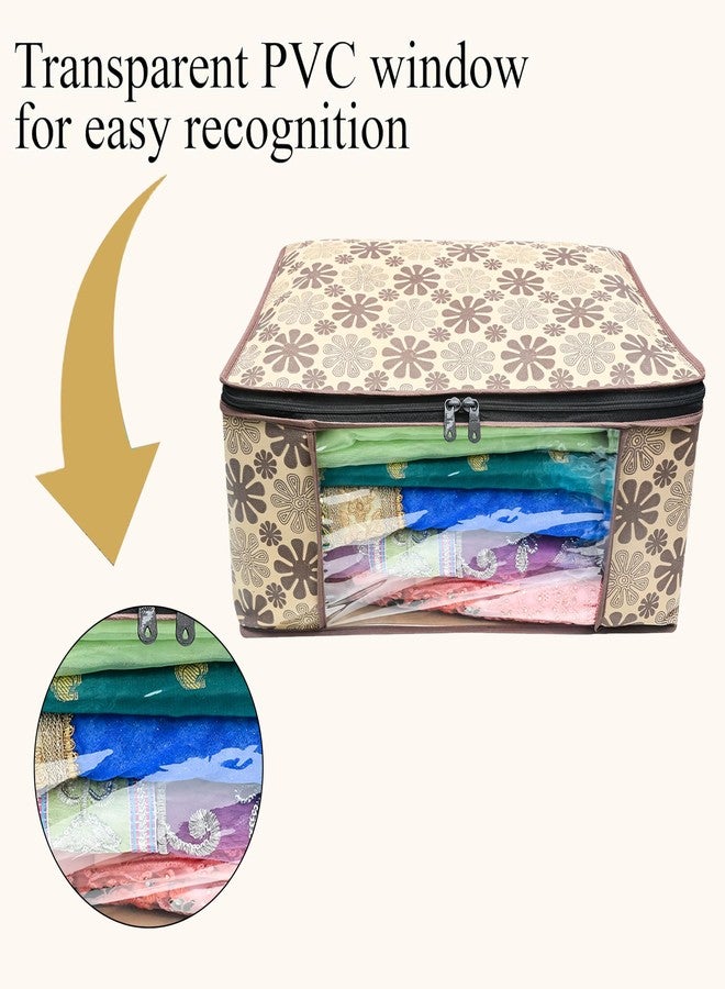 Star Weaves Set of 6 Non-Woven Printed Saree Cover/Cloth Storage/Wardrobe Organizer For Clothes with Transparent Window | Saree Organizer Pouch | Pack of 6 - Brown - Image 3