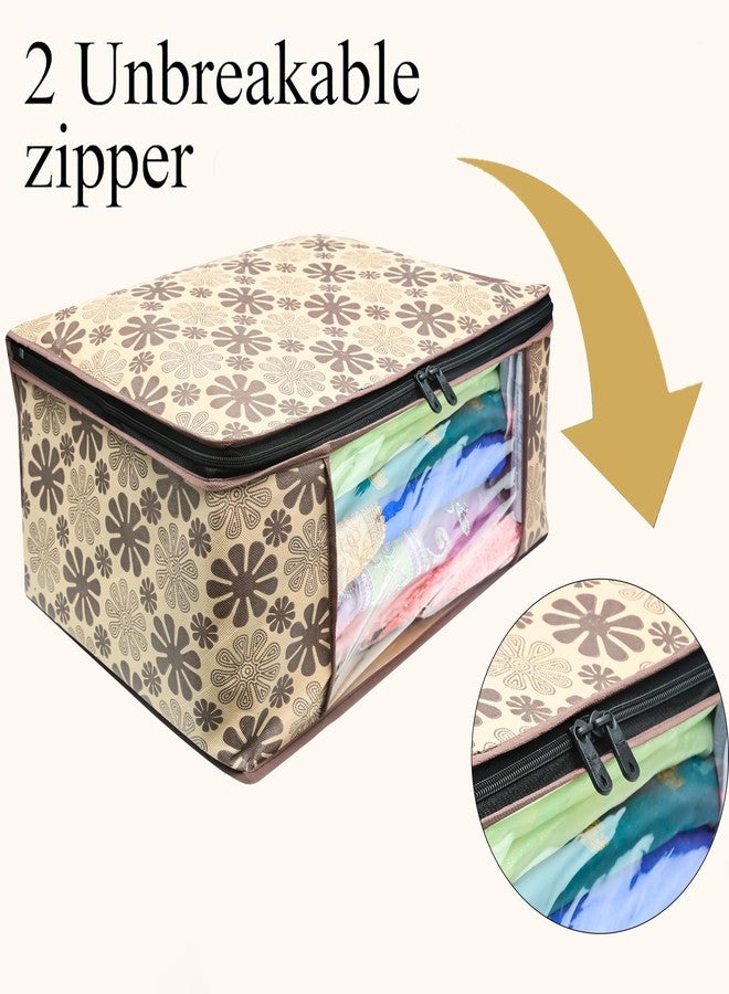 Star Weaves Set of 6 Non-Woven Printed Saree Cover/Cloth Storage/Wardrobe Organizer For Clothes with Transparent Window | Saree Organizer Pouch | Pack of 6 - Brown - Image 2