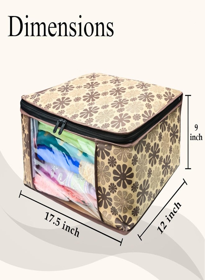Star Weaves Set of 6 Non-Woven Printed Saree Cover/Cloth Storage/Wardrobe Organizer For Clothes with Transparent Window | Saree Organizer Pouch | Pack of 6 - Brown - Image 4