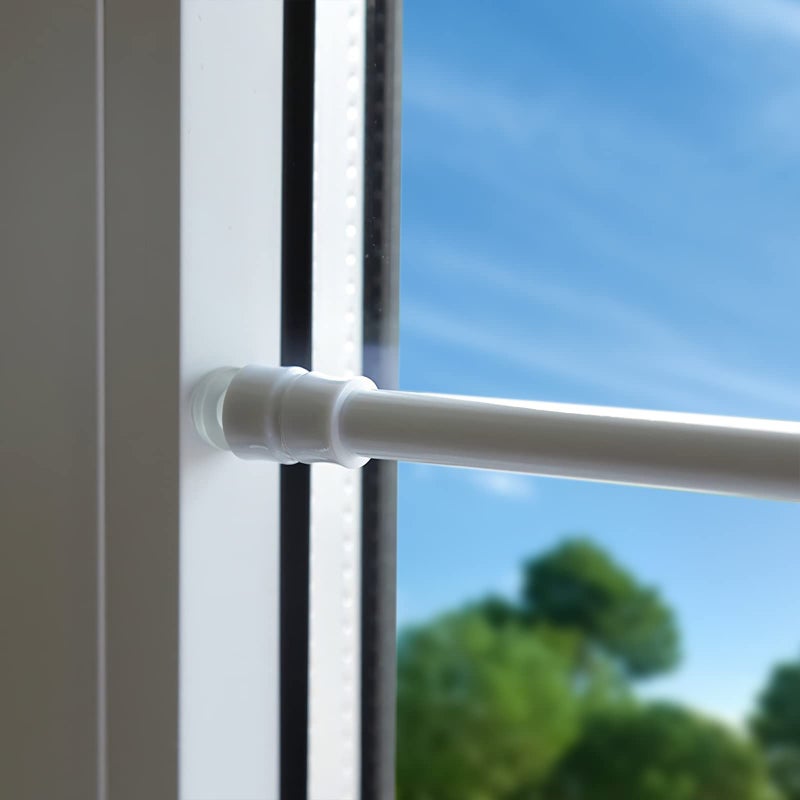 TYRON TYRON TYRON 2Pcs Thin Spring Tension Rod 18 to 28 Inches, 3/8 in. Diameter, Adjustable Skinny Tiny Tension Curtain Rod No Drilling, Window Sash Tension Rods (White) - Image 5