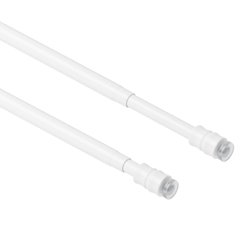 TYRON TYRON TYRON 2Pcs Thin Spring Tension Rod 18 to 28 Inches, 3/8 in. Diameter, Adjustable Skinny Tiny Tension Curtain Rod No Drilling, Window Sash Tension Rods (White) - Image 1