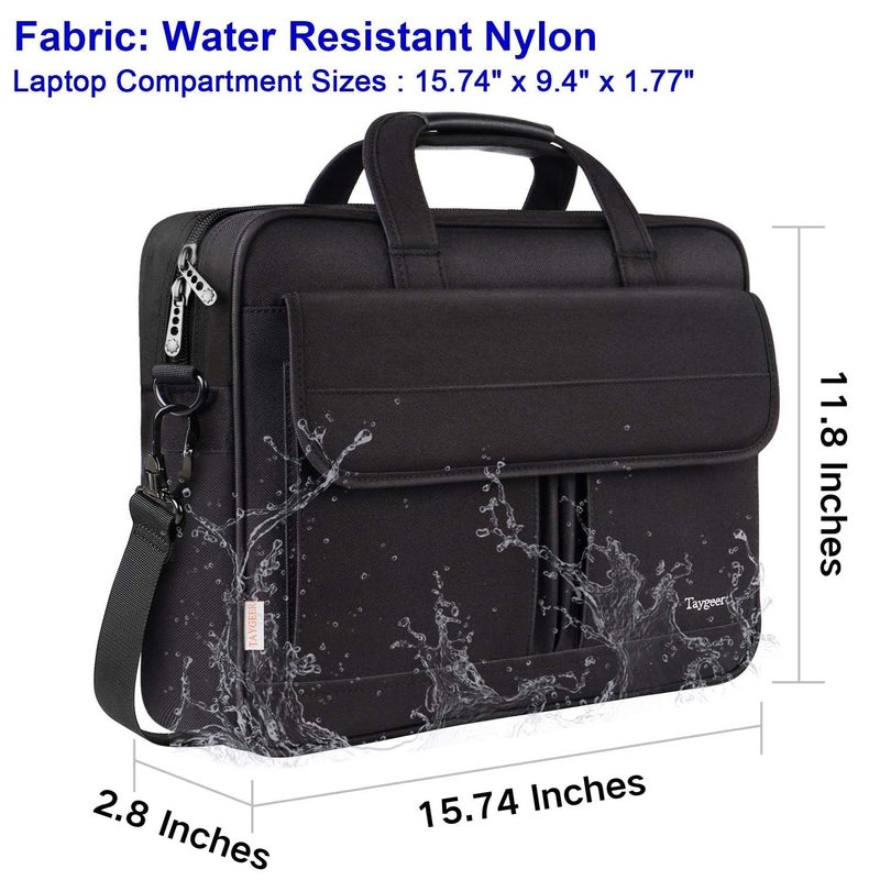 Taygeer Laptop Bag 15.6 Inch, Business Briefcase Gifts for Men Women, Water Resistant Messenger Shoulder Bag with Strap, Premium Office Bag, Carry On Laptop Case for Notebook/Computer/Laptop, Black - Image 3