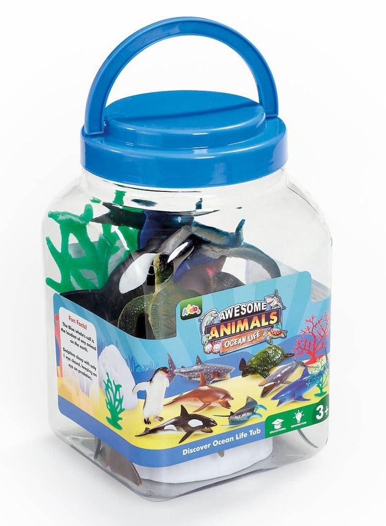 Addo Awesome Animal Ocean Life Tub | Sea Animal | Collectible Figure | Animal Figure | Display Figure | Whale, Penguin, Sea Turtle, Shark | Gift for Kids - Image 2