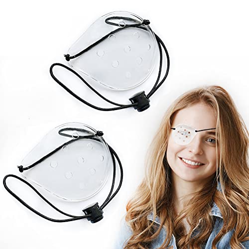 Vandorla Eye Shield, 2 Pcs Plastic Eye Shield Eye Patch for Eye Protection Eye Surgery Covering Breathable with 2 Elastic Rope, Transparent - Image 1