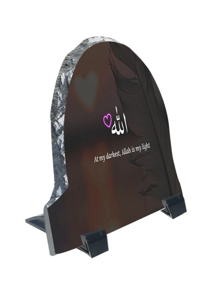 Service Zone Protective Printed White Rock Shape Marble Photo Frame for Table Top At My Darkest Allah Is My Light - Image 2