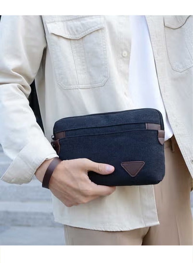 Toiletry Bag Oxford Cloth Toiletry Bag for Men and Women, Small Travel Gadget Bag, Mini Phone Accessories Storage Hard Drive Carry Case, Handbag, Canvas Coin Purse, Makeup Carrying kit Blue - Image 1