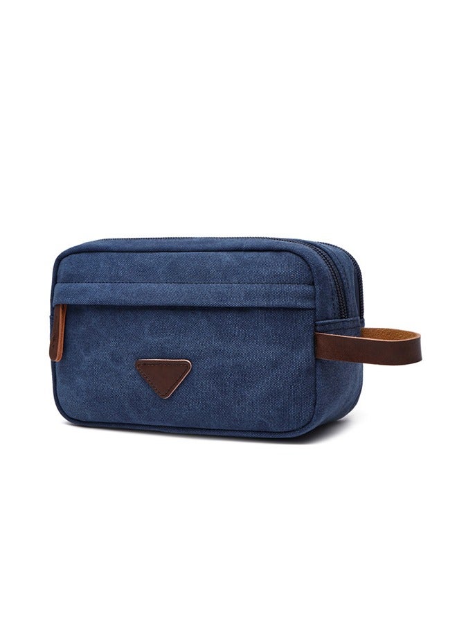 Toiletry Bag Oxford Cloth Toiletry Bag for Men and Women, Small Travel Gadget Bag, Mini Phone Accessories Storage Hard Drive Carry Case, Handbag, Canvas Coin Purse, Makeup Carrying kit Blue - Image 3