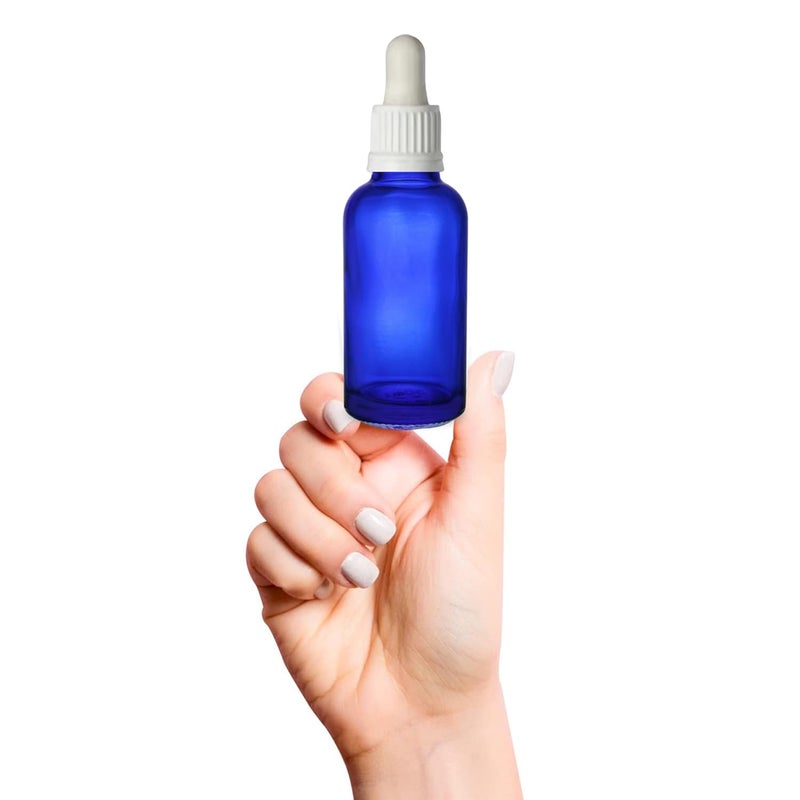 Devinez (Pack of 6) Multipurpose Refillable Blue Color Round Glass Bottle, 30 ml with White Glass Dropper for Cosmetics, Serum, Essential Oils, Blends, Skin Care, Travel, Toners & DIY - Image 2