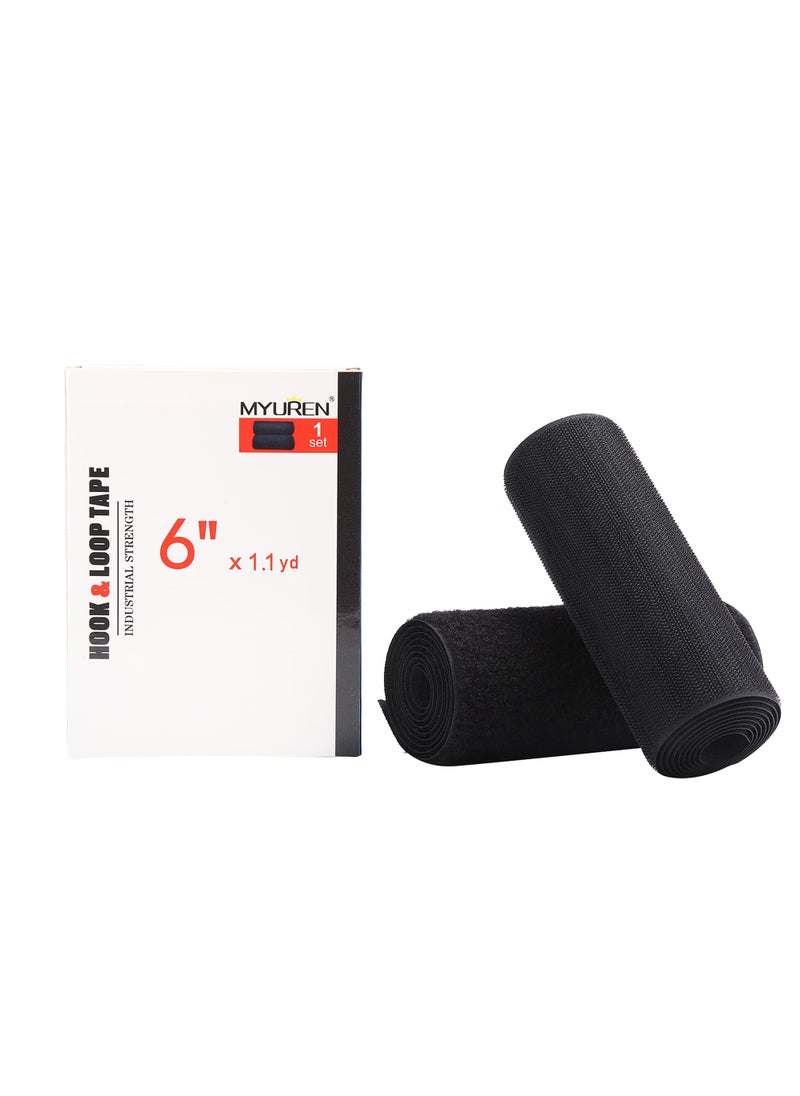 MYUREN Sew on Hook and Loop Style 6 Inch Sew on Nylon Fabric Fastener for Sewing Handmade DIY Clothes Shoes  NonAdhesive Interlocking Tape Substitute for Snaps and Buttons Black1M11 Yards 