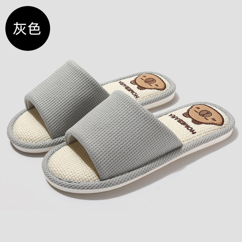 Large Size Linen Slippers for Men's Home Spring & Fall Seasons Cotton and Linen Home Household Silent Indoor Fabric Slippers for Women - Image 1