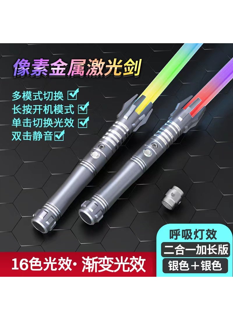null - Star Wars Pixel Lightsaber 15-Color Dual Metal Toy Generation 4 Pixel Laser Sword-Double Silver Generation 4 Pixel Laser Sword-Double Silver - Image 1