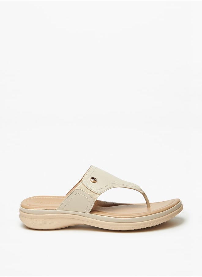 Flora Bella By Shoexpress - Solid Slip-On Sandals with Logo Accent - Image 1