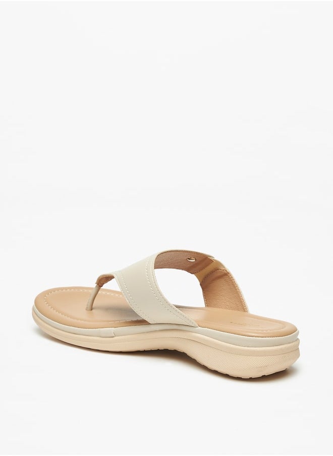 Flora Bella By Shoexpress - Solid Slip-On Sandals with Logo Accent - Image 1