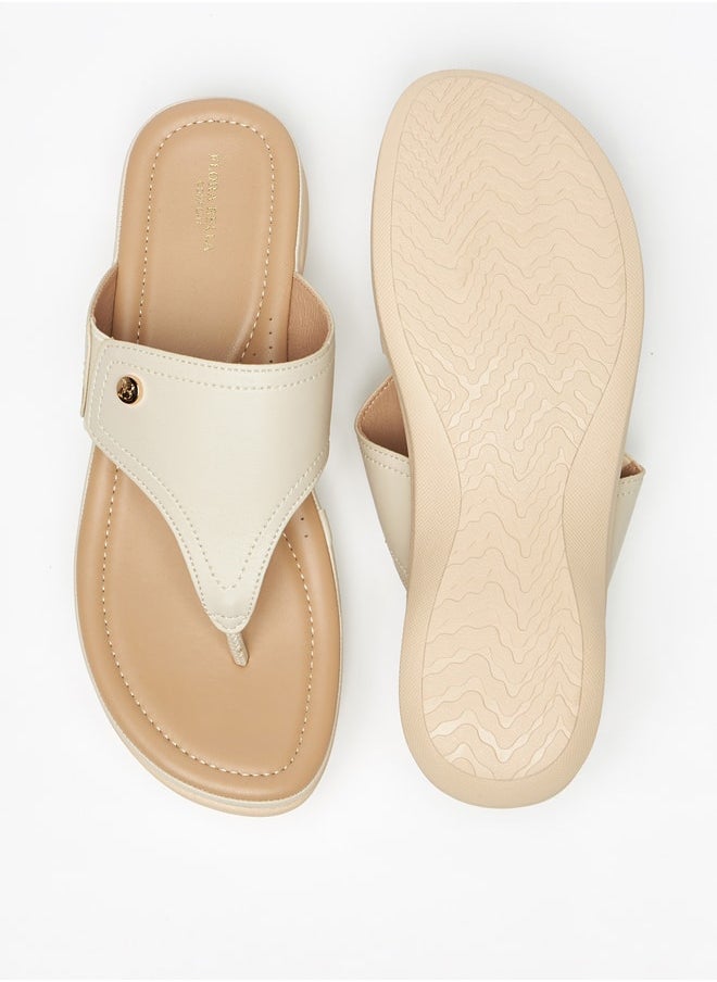 Flora Bella By Shoexpress - Solid Slip-On Sandals with Logo Accent - Image 1