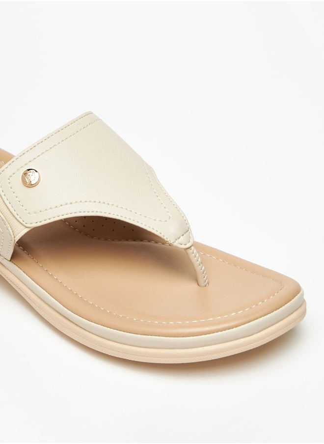 Flora Bella By Shoexpress - Solid Slip-On Sandals with Logo Accent - Image 1