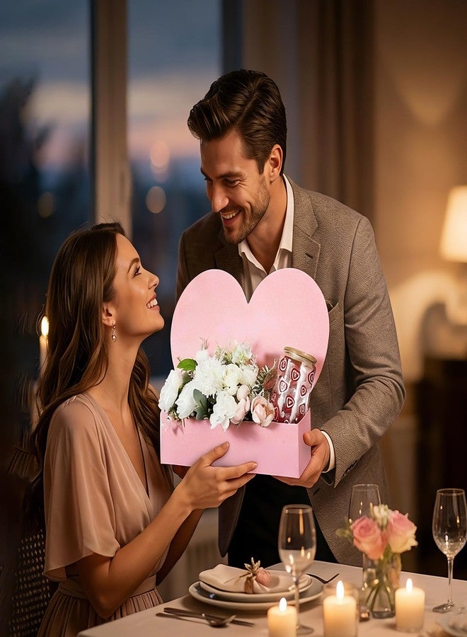 FYSUIMU 6Pcs Mother's Day Pink Heart Floral Paper Box Standing Flower Packaging Box for Bouquet Arrangements Valentine's Day Birthday Wedding Party Favors Supplies - Image 5