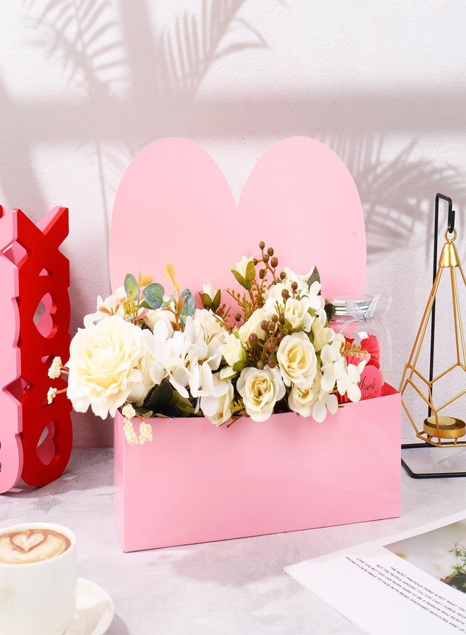 FYSUIMU 6Pcs Mother's Day Pink Heart Floral Paper Box Standing Flower Packaging Box for Bouquet Arrangements Valentine's Day Birthday Wedding Party Favors Supplies - Image 4