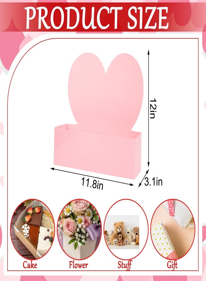 FYSUIMU 6Pcs Mother's Day Pink Heart Floral Paper Box Standing Flower Packaging Box for Bouquet Arrangements Valentine's Day Birthday Wedding Party Favors Supplies - Image 2