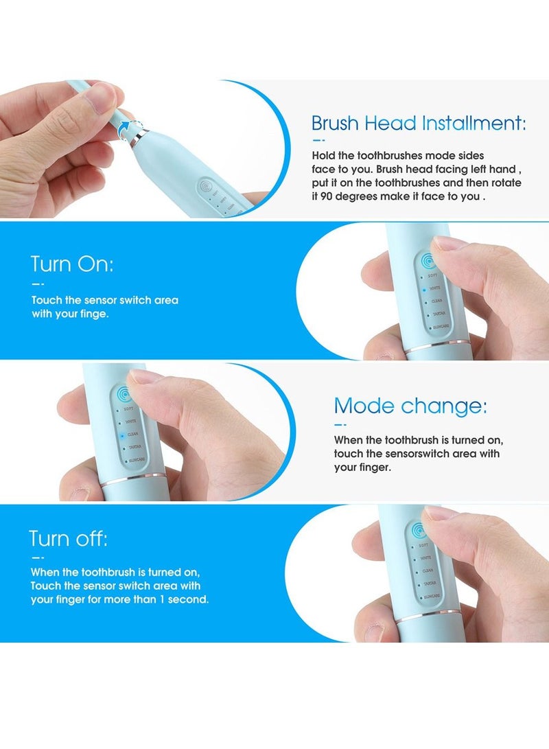 وايرلس ذكي سونيك الأنظف لإزالة حصى الأسنان 5 طرق تنظيف الأسنان ، فرشاة أسنان كهربائية تعمل باللمس - Image 4