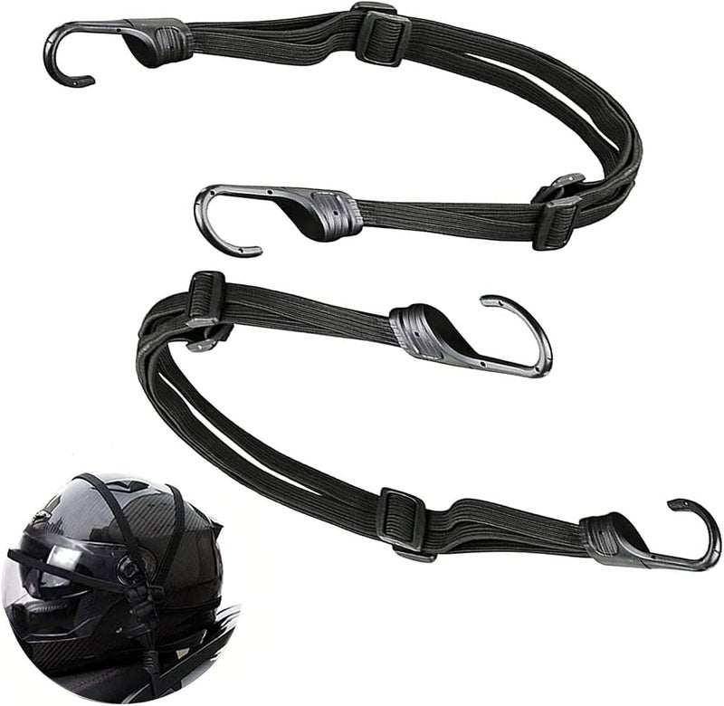 Aputue Motorcycle Helmet Rope, 2 Pack Retractable Elastic Straps with Rubber Hooks, Adjustable Nylon Tension Cord for Cargo Luggage Carrier, Universal Fit for Bicycle Motorbike Backseat - Image 1