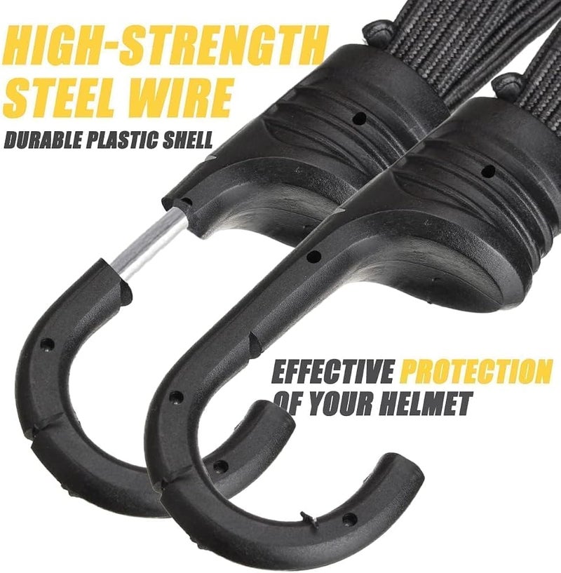 Aputue Motorcycle Helmet Rope, 2 Pack Retractable Elastic Straps with Rubber Hooks, Adjustable Nylon Tension Cord for Cargo Luggage Carrier, Universal Fit for Bicycle Motorbike Backseat - Image 2