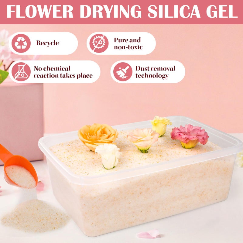 VOISEN Silica Gel Flower Drying, 10LBS Silica Gel for Drying Flowers,Color Indicating Flower Preservation Kit Contains Flowers Desiccant, Brush, Gloves, Plastic Box - Image 3