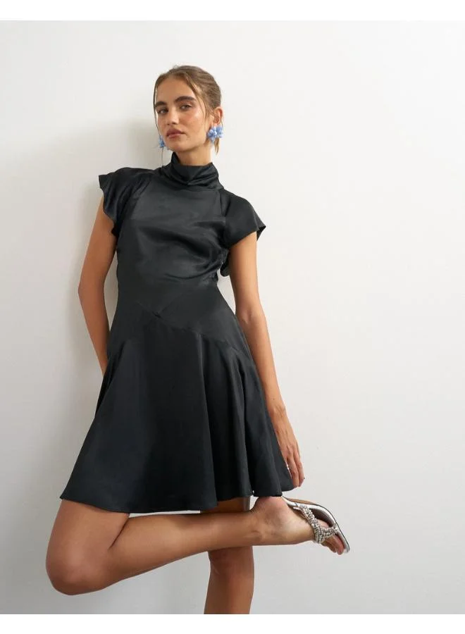 Topshop Satin Flippy Hem Mini Dress