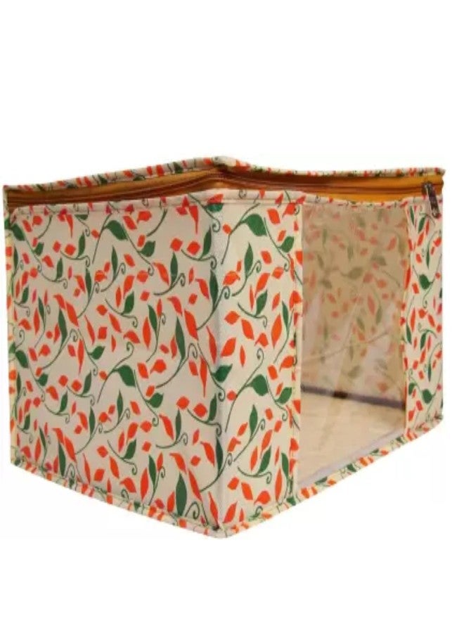Aqsaa Travel Storage Pouch Bag, Organiser Printed Non Woven Fabric Saree Cover/Clothes and Storage For Wardrobe Set with Transparent Window And Zip For Lehenga, Saree, Suit, Dress (Pattern-1) - Image 2