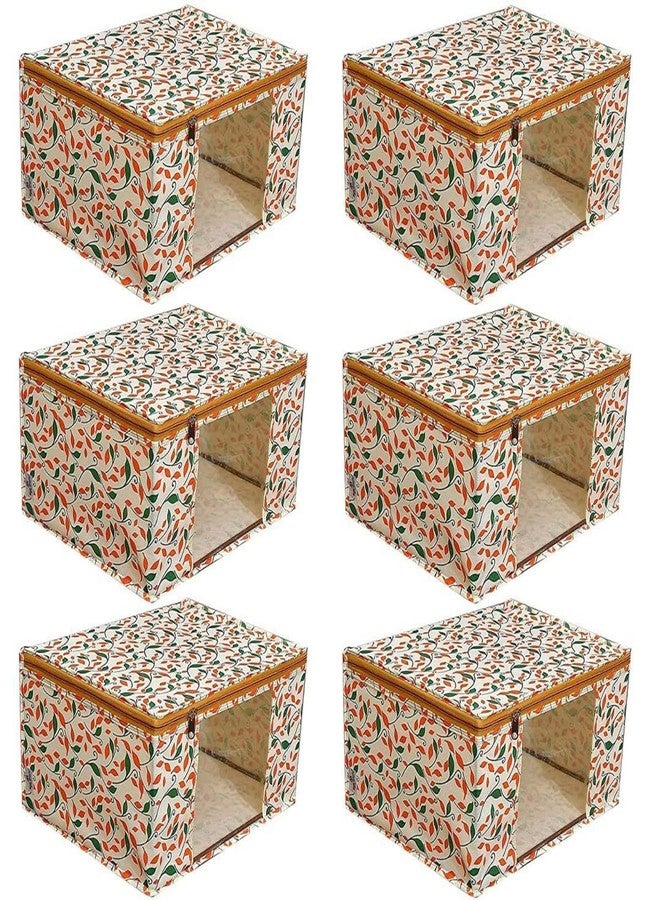 Aqsaa Travel Storage Pouch Bag, Organiser Printed Non Woven Fabric Saree Cover/Clothes and Storage For Wardrobe Set with Transparent Window And Zip For Lehenga, Saree, Suit, Dress (Pattern-1) - Image 4