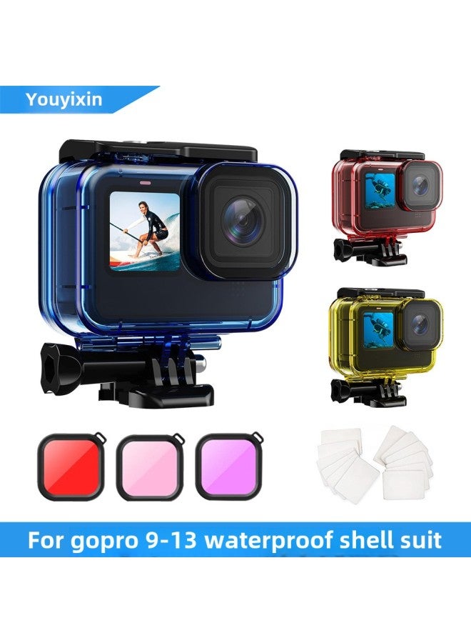 Generic Suitable For Gopro Accessories 9-13 Waterproof Case Suit Sports Camera Accessories Disassembly-free Lens Multiple Colors-Color:9-13 Waterproof Shell Set (blue) - Image 2
