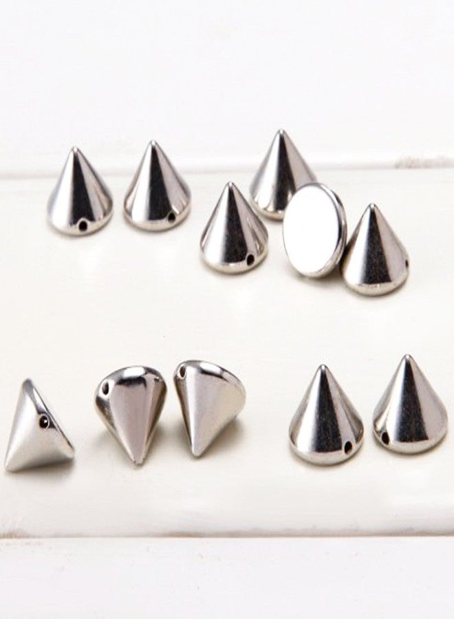 AIYUE Paradise Kiss Approx 100pcs 10mm Silver Acrylic Bullet Spike Cone Studs, Beads, Sew On, Glue On, Stick On, DIY Garments, Bags & Shoes Embellishment - Image 3