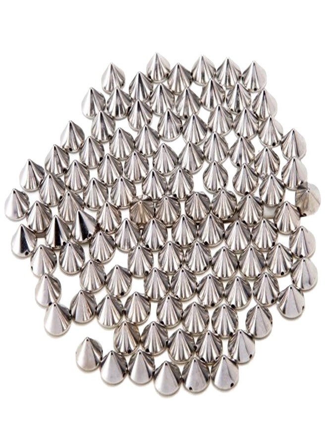 AIYUE Paradise Kiss Approx 100pcs 10mm Silver Acrylic Bullet Spike Cone Studs, Beads, Sew On, Glue On, Stick On, DIY Garments, Bags & Shoes Embellishment - Image 1