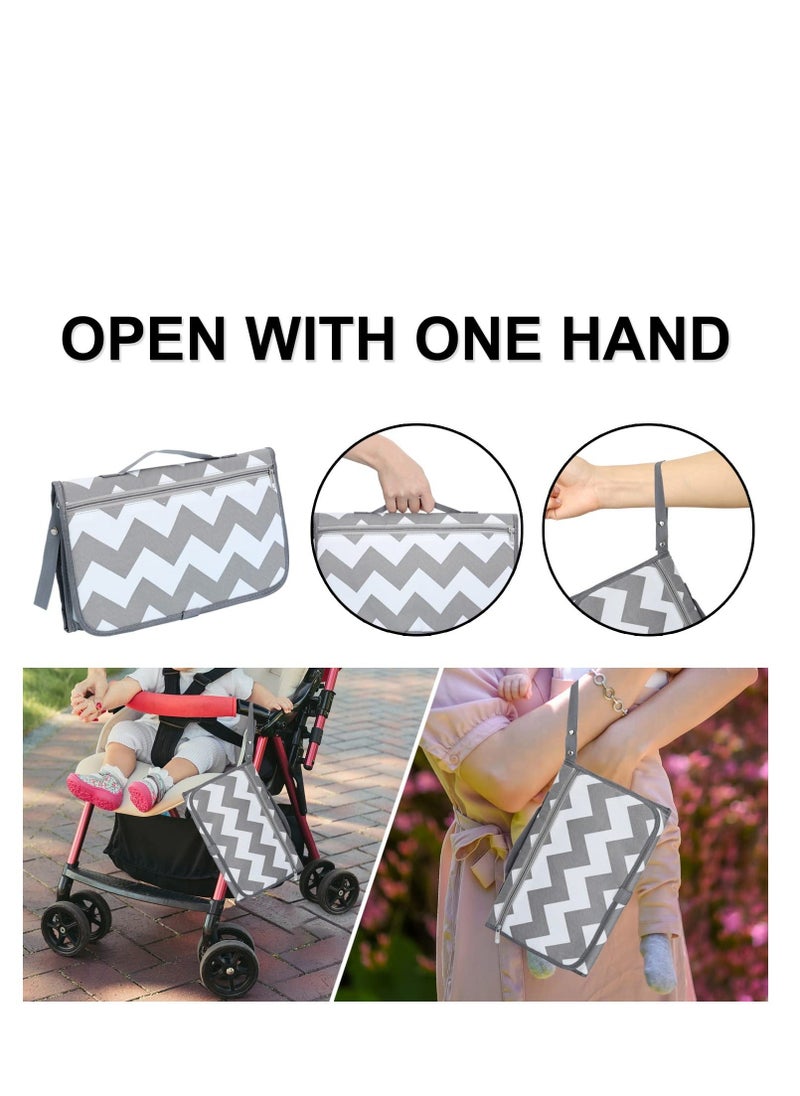 Y&D Baby Portable Diaper Changing Pad, Pad & Changer Travel Bag, Smart Design Mat, Waterproof Kit, Gifts for Shower (Grey Wave)  - Image 5
