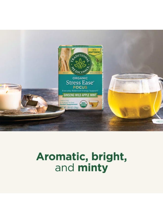 Traditional Medicinals Traditional Medicinals, Organic Stress Ease Focus, Ginseng Wild Apple Mint, Caffeine Free, 16 Wrapped Tea Bags, 0.99 oz (28 g)  - Image 5