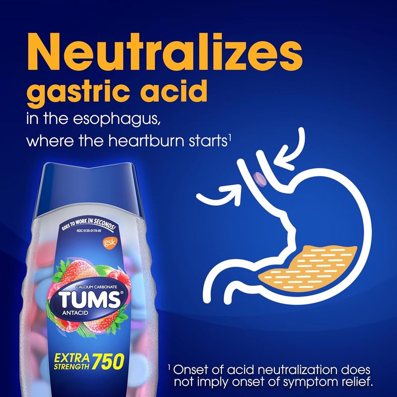 TUMS Extra Strength Assorted Berries Antacid Tablets for Heartburn Relief, 96 count - Image 4