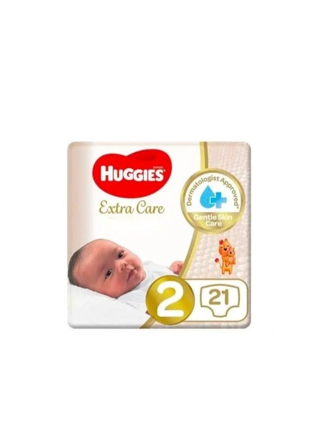 Huggies Extra Care Baby Diapers, Small (Size 2), 21 Count