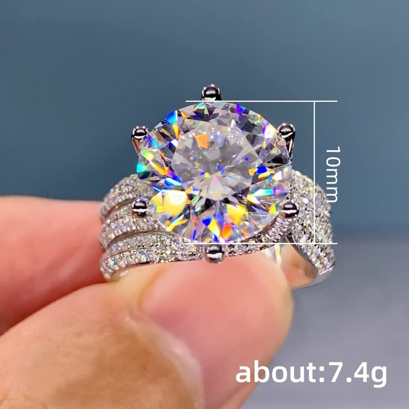 Htayekog Moissanite Engagement Ring for Women, Classic Promise Ring Six Claw Ring Solitaire Moissanite Promise Ring for Women, 925 Sterling Silver D Color VVS1 Wedding Band, Moissanite Ring 5 Carat 9 - Image 2